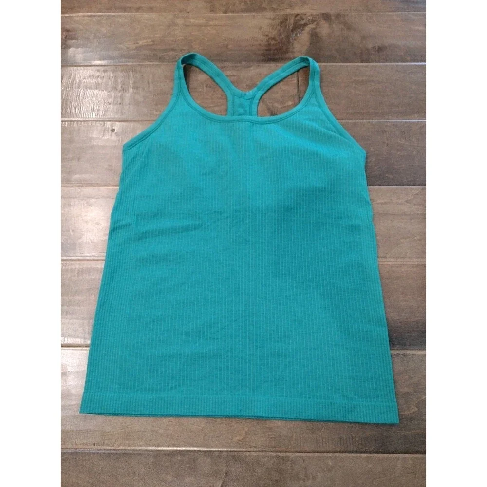 LULULEMON Women's Ebb to Street bright green racerback ribbed tank top - size 10